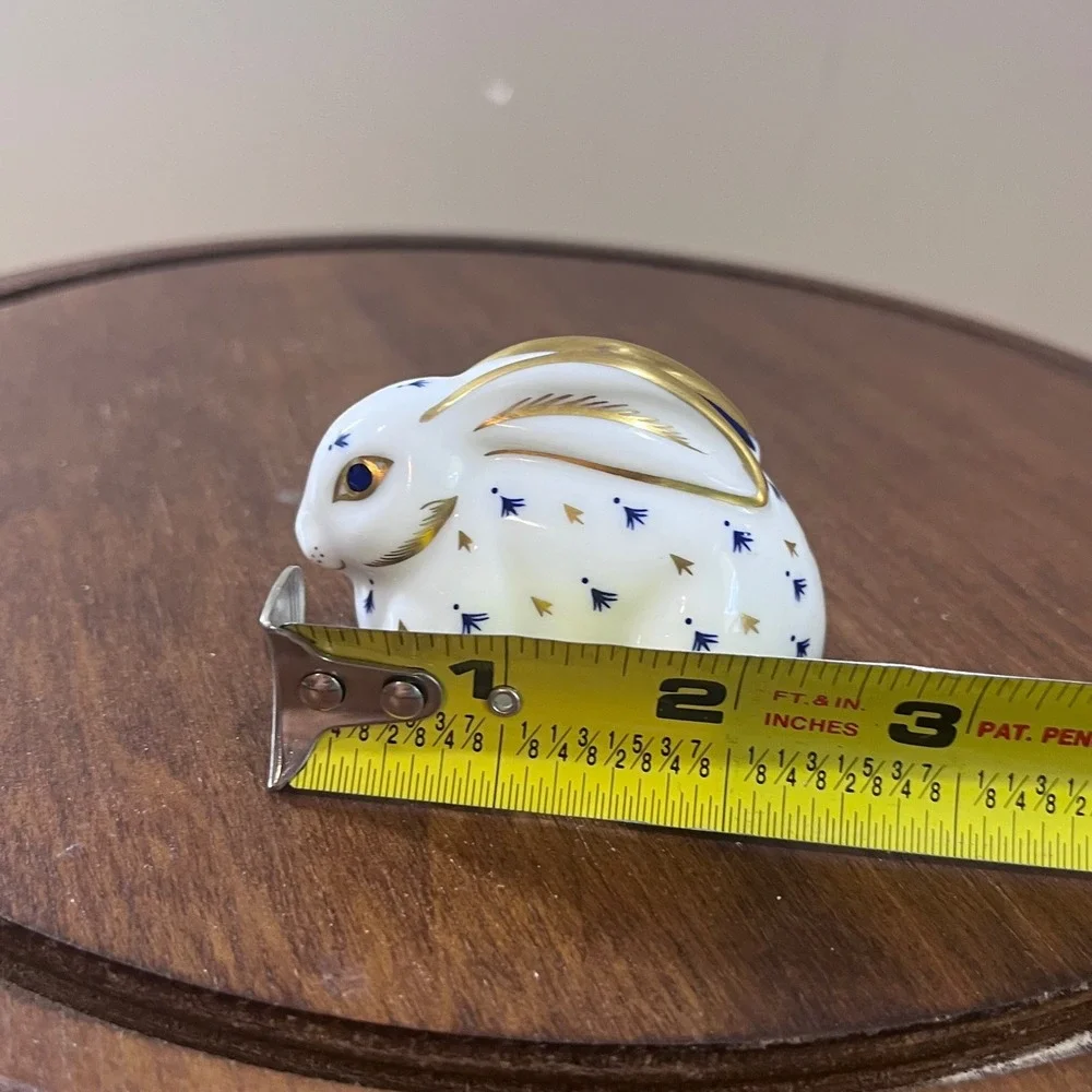 Vtg Royal Crown Derby Bunny Rabbit Paperweight Gold Stopper Bone China LV 1992